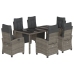 Set comedor jardín 7 pzas y cojines ratán sintético gris