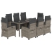 Set comedor jardín 9 pzas y cojines ratán sintético gris