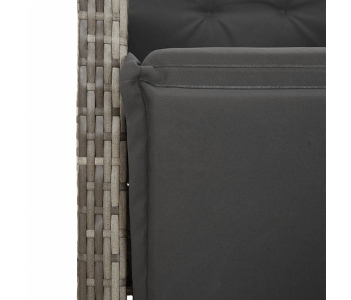 Set comedor jardín 9 pzas y cojines ratán sintético gris