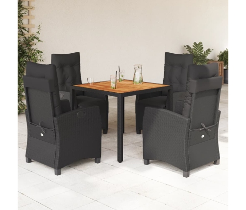 Set de muebles jardín 5 pzas con cojines ratán sintético negro