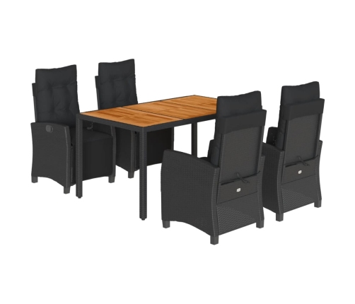 Set de muebles jardín 5 pzas con cojines ratán sintético negro