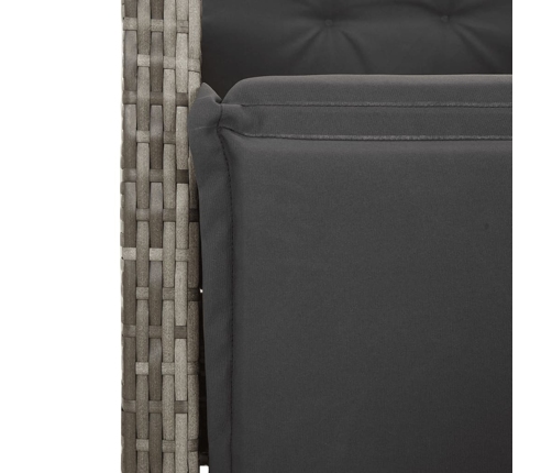 Set comedor de jardín 5 piezas con cojines ratán sintético gris