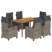 Set comedor jardín 7 pzas y cojines ratán sintético gris