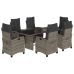 Set comedor jardín 7 pzas y cojines ratán sintético gris