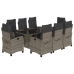 Set comedor jardín 9 pzas y cojines ratán sintético gris