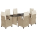 Set comedor de jardín 7 pzas con cojines ratán sintético beige