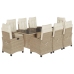 Set comedor de jardín 9 pzas con cojines ratán sintético beige