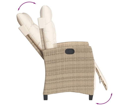 Set comedor de jardín 9 pzas con cojines ratán sintético beige