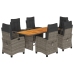 Set comedor jardín 7 pzas y cojines ratán sintético gris