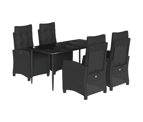 Set de muebles jardín 5 pzas con cojines ratán sintético negro