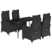Set de muebles jardín 5 pzas con cojines ratán sintético negro
