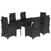 Set de comedor de jardín 7 pzas y cojines ratán sintético negro