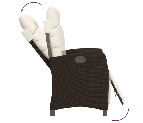 Set comedor de jardín 5 piezas y cojines ratán sintético marrón