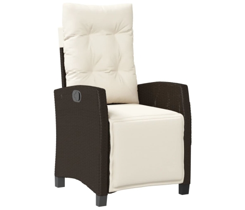 Set comedor de jardín 7 pzas con cojines ratán sintético marrón