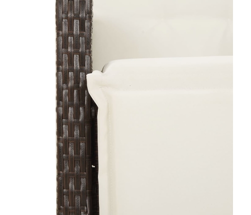 Set comedor de jardín 7 pzas con cojines ratán sintético marrón