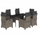 Set comedor jardín 7 pzas y cojines ratán sintético gris