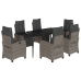 Set comedor jardín 7 pzas y cojines ratán sintético gris