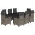 Set comedor jardín 9 pzas y cojines ratán sintético gris