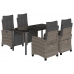 Set comedor de jardín 5 piezas con cojines ratán sintético gris