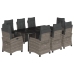 Set comedor jardín 9 pzas y cojines ratán sintético gris