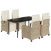 Set comedor de jardín 5 pzas con cojines ratán sintético beige