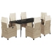 Set comedor de jardín 7 pzas con cojines ratán sintético beige