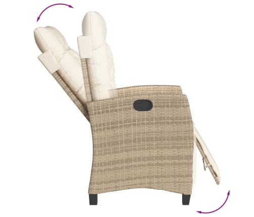 Set comedor de jardín 7 pzas con cojines ratán sintético beige