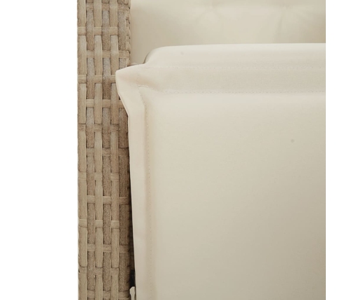 Set comedor de jardín 7 pzas con cojines ratán sintético beige