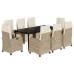 Set comedor de jardín 9 pzas con cojines ratán sintético beige