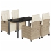 Set comedor de jardín 5 pzas con cojines ratán sintético beige