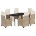 Set comedor de jardín 7 pzas con cojines ratán sintético beige