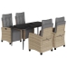Set comedor de jardín 5 pzas con cojines ratán sintético beige