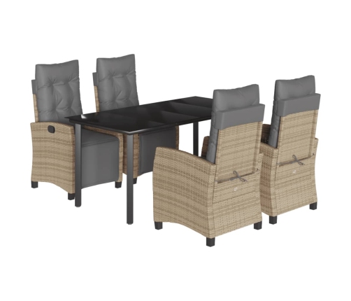 Set comedor de jardín 5 pzas con cojines ratán sintético beige