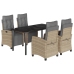 Set comedor de jardín 5 pzas con cojines ratán sintético beige