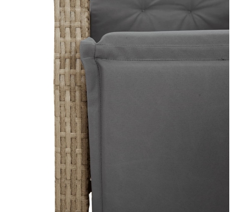 Set comedor de jardín 5 pzas con cojines ratán sintético beige