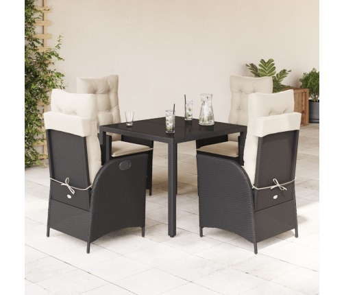 Set de muebles jardín 5 pzas con cojines ratán sintético negro