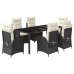 Set de comedor de jardín 7 pzas y cojines ratán sintético negro