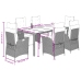 Set de comedor de jardín 7 pzas y cojines ratán sintético negro