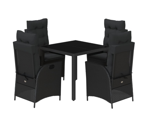 Set de muebles jardín 5 pzas con cojines ratán sintético negro