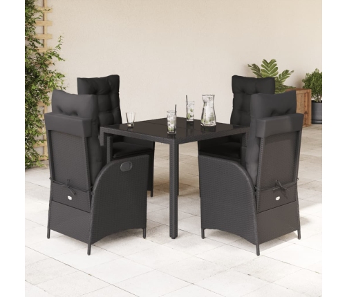 Set de muebles jardín 5 pzas con cojines ratán sintético negro