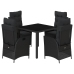 Set de muebles jardín 5 pzas con cojines ratán sintético negro