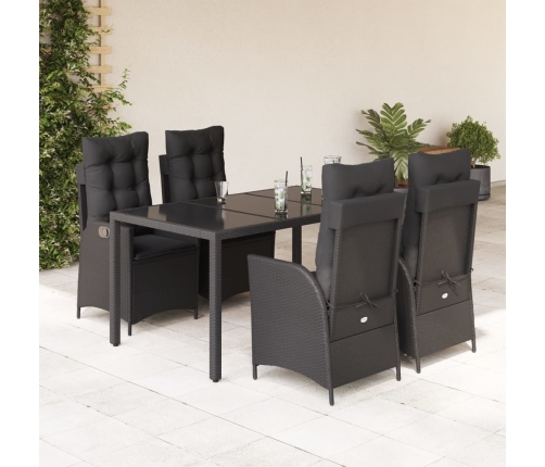 Set de muebles jardín 5 pzas con cojines ratán sintético negro