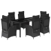Set de comedor de jardín 7 pzas y cojines ratán sintético negro
