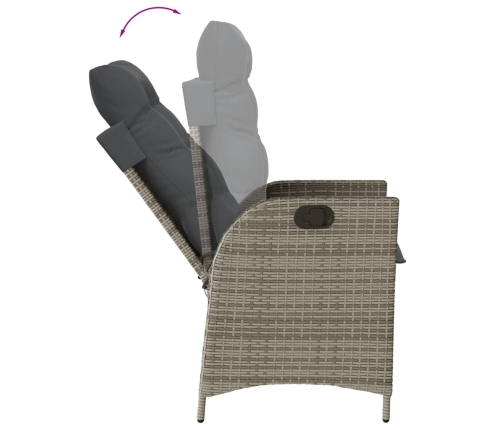 Set comedor de jardín 5 piezas con cojines ratán sintético gris