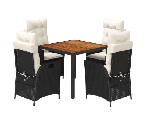 Set de muebles jardín 5 pzas con cojines ratán sintético negro