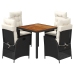 Set de muebles jardín 5 pzas con cojines ratán sintético negro