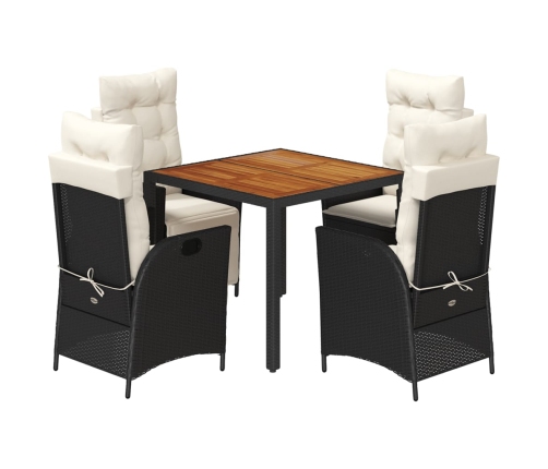 Set de muebles jardín 5 pzas con cojines ratán sintético negro
