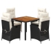 Set de muebles jardín 5 pzas con cojines ratán sintético negro