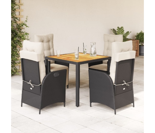 Set de muebles jardín 5 pzas con cojines ratán sintético negro