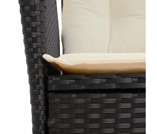 Set de comedor de jardín 7 pzas y cojines ratán sintético negro